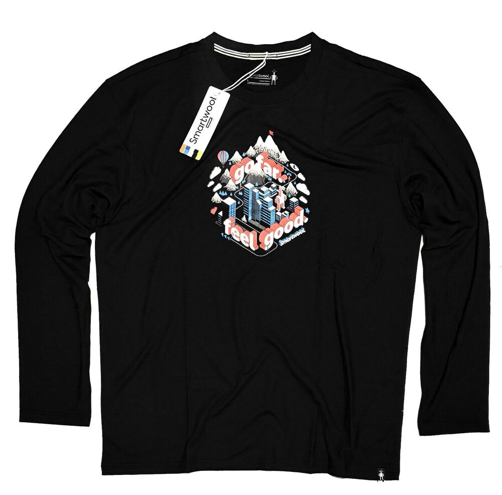 Smartwool Denver Go Far Feel Good Long Sleeve T-shirt Tee Sz XL Black Large NWT